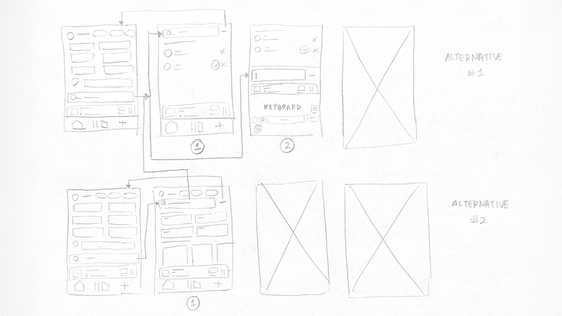 Low-fidelity Spotify Search Prototype Sketch 1 & 2