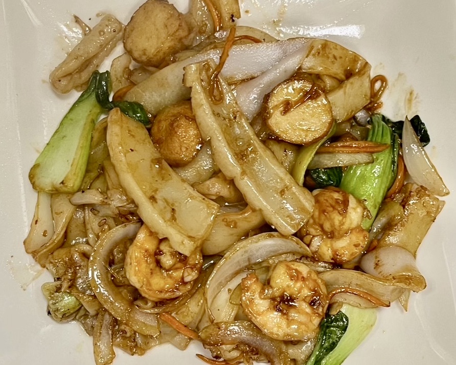 Wide Noodle Seafood Stir-Fry